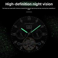 Reloj Mecánico POEDAGAR 1403 de Moda para Hombre, Reloj de Acero Inoxidable, Luminoso, Automático e Impermeable