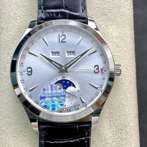 Jaegers Silver Steel <b>Case</b> Silver Sunburst Dial Calendar Moon Phase Automatic <b>Watch</b> with Black Leather Strap Lecoultres - Product Image 1
