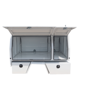 Caja de herramientas personalizada para camioneta con dos tapas superiores de aleación de aluminio y cajones integrados con cerradura, sistema de almacenamiento para camioneta. - Product Image 2