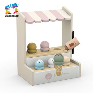 Ensemble de jeu de chariot à glace en bois de style vintage, panneau de <span class=keywords><strong>tableau</strong></span> noir amovible, peinture écologique, assortiment de cuillères et de garnitures pour les enfants de 3 à 10 ans - Product Image 2