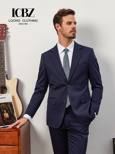 Costumes de pantalon d'affaires de haute qualité pour hommes, <span class=keywords><strong>bleu</strong></span> foncé, en <span class=keywords><strong>laine</strong></span>, deux pièces, style américain/britannique, ensemble de costume de mariage respirant - Product Image 2