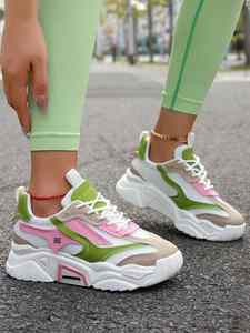 Chaussures de sport pour femmes toutes saisons 2026 – Baskets décontractées multicolores en maille respirante avec design patchwork et semelle épaisse à plateforme - Product Image 5
