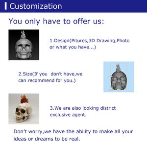 Statua della testa del cranio umano modello di disegno vivido in resina - Product Image 3