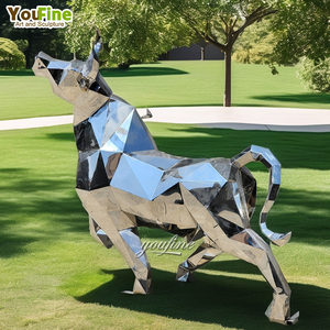 Estatuas <span class=keywords><strong>de</strong></span> toro <span class=keywords><strong>de</strong></span> <span class=keywords><strong>acero</strong></span> inoxidable <span class=keywords><strong>de</strong></span> metal con diseño <span class=keywords><strong>de</strong></span> arte abstracto <span class=keywords><strong>de</strong></span> gama alta - Product Image 5