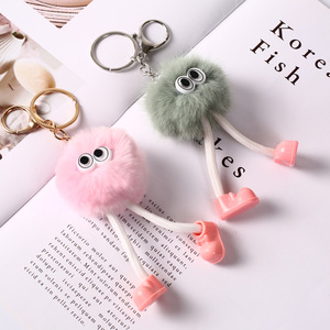 Porte-clés de voiture en peluche, petit pendentif boule de charbon, motif elfe de dessin animé mignon aux longues <span class=keywords><strong>jambes</strong></span>, en polyester, nouveauté 2024, ornement de sac, vente en gros - Product Image 2