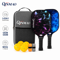 Set Raket Pickleball Fiberglass Grosir Pabrik dengan 2 Raket 4 Bola Tas Jinjing OEM ODM MOQ 1