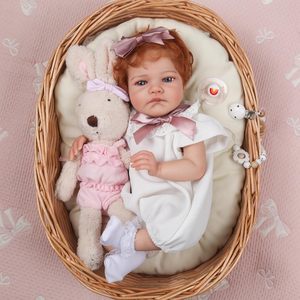 Poupée de mode en vinyle de 17 pouces, bébé réaliste <span class=keywords><strong>reborn</strong></span> aux cheveux roux et aux yeux ouverts, joli cadeau d'anniversaire pour <span class=keywords><strong>les</strong></span> filles de 3 ans et plus - Product Image 4