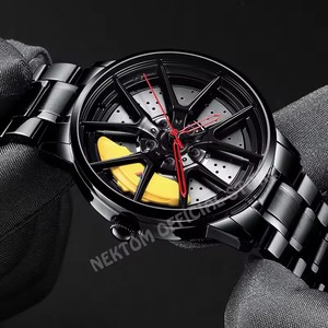 Montre Homme en Acier Inoxydable Style Jante de Voiture, Montre-Bracelet Business Sportive avec Aiguilles Lumineuses, Relogio Masculino - Product Image 3