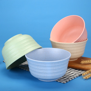 Reusable wheat straw cutlery cereal bowl sets /straw wheat bowl Plastic salad bowl 4pcs/set