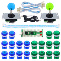 SHIJING - Kit de Controlador de Juegos Arcade de 2 Jugadores con Cero Retraso, Botones LED Personalizables con Logotipo, Joystick de 8 Direcciones, Cable Codificador USB con Cable para PC