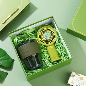 Hot sale Green style glass cup towel fan Umbrella Girl gift set Corporate gift set