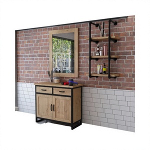 Juego de Muebles Plegables de Estilo Industrial para Barbería, Madera Comercial - Suministros para Salón, Centro Comercial, Hotel, Barberías Urbanas - Product Image 2