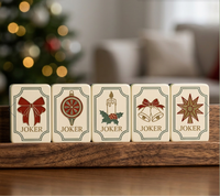 Jeu de Mahjong Américain Thème Noël 166 Tuiles, Tuiles Joker Florales Gravées en Acrylique 4 Couches, Durable, Luxe, Portable, Divertissement