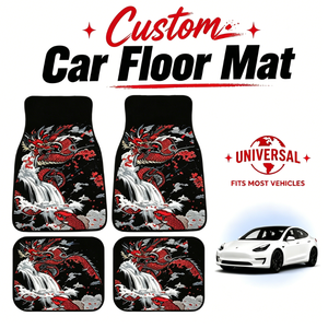 Lot de 4 tapis de sol de voiture universels avec bordure ajustable et <span class=keywords><strong>base</strong></span> antidérapante, tapis imprimé sur mesure à couverture intégrale - Product Image 1