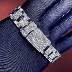 Reloj de Lujo para Hombre con Diamantes Moissanite de Cuarzo, Reloj Analógico Premium de Acero Inoxidable para Regalos Corporativos o Personales - Product Image 4