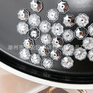 Strass en verre en forme de fleur, transparents blancs, 12 facettes, pour la création de bijoux, chaussures, sacs, vêtements, robes de mariée - Product Image 3
