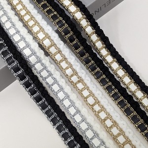 Rubans décoratifs en cuir PU et dentelle <span class=keywords><strong>chic</strong></span> avec <span class=keywords><strong>fil</strong></span> doré de 2 cm, combinés à du polyester tricoté torsadé, pour vêtements et coiffes - Product Image 5