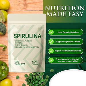 Tabletas de Espirulina 100% Orgánica Sin Azúcar de Marca Privada OEM en Bolsa con 9 Aminoácidos <span class=keywords><strong>Esenciales</strong></span> y Proteínas - Product Image 2