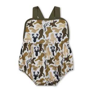 Western Style Baby Boy Hunting Romper Deer Duck <b>Dog</b> Camo Print Sleeveless Bodysuit - Product Image 5