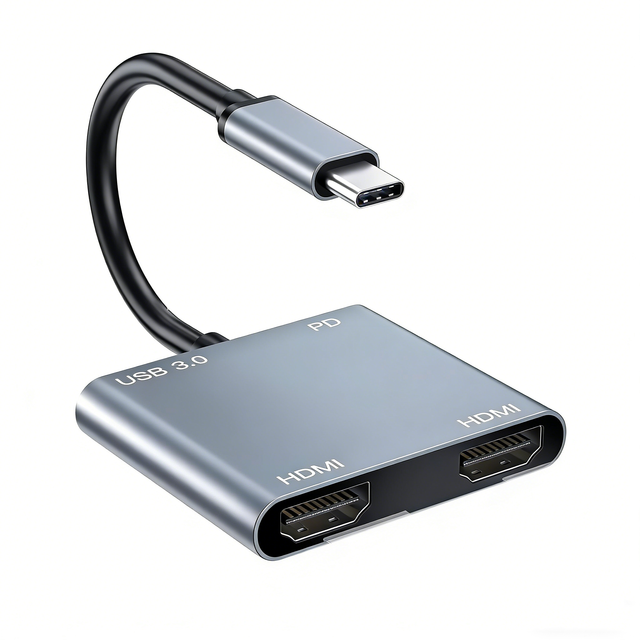 TUTI Aluminum Alloy 4 in 1 USB-C to for Adapter 4K Dual Display Dual HDTV PD 100W Charging USB3.0 USB HUB Type c Dosking Station