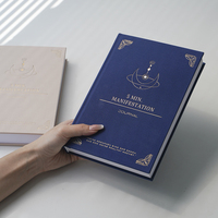 Journal de manifestation de 5 minutes avec logo personnalisé couverture rigide A5 en tissu et lin avec estampage en or
