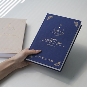 <span class=keywords><strong>Journal</strong></span> de manifestation de <span class=keywords><strong>5</strong></span> <span class=keywords><strong>minutes</strong></span> avec logo personnalisé couverture rigide A5 en tissu et lin avec estampage en or - Product Image 3