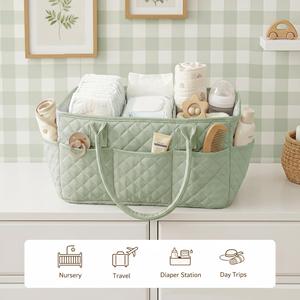 Organizador de Pañales Acolchado con Asa, Cesta de Almacenamiento Portátil para Guardería, para Mesa de Cambio - Product Image 4
