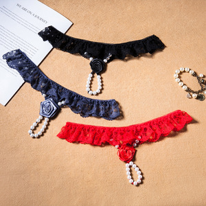 <span class=keywords><strong>Perizoma</strong></span> Floreale <span class=keywords><strong>in</strong></span> Pizzo con Perline Stile Europeo e Americano, Sexy e Trasparente, Temptation Rose, Intimo Femminile - Product Image 2