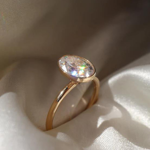 Hình bầu dục bezel Solitaire IGI giấy chứng nhận Lab Grown kim cương trong 9K/10k/14k/18K vàng rắn Wedding engagement <span class=keywords><strong>Ring</strong></span> - Product Image 3