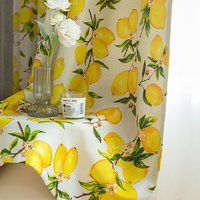 Citroen Citrus Gedrukte doorschijnende verduisterende polyester gordijnen Geel fruitblad Grommetgordijnen Woonkamer Moderne hoge schaduw