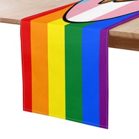 Taplak Meja Cetak Kustom QTPOC, Ornamen Meja Poliester Seri Pelangi Gay untuk Gaya Meja Dapur & Pesta Acara Khusus