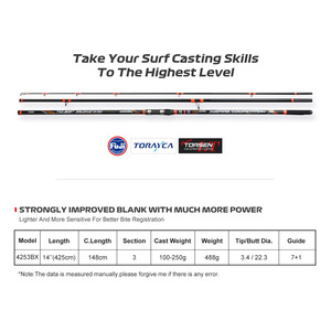 <span class=keywords><strong>Canne</strong></span> à pêche en carbone Fuji Guides 3 brins 4,25 m, puissance d'arrêt 11 kg, pour la pêche en mer, en eau salée, en bord de mer, pour la pêche au surfcasting, à la carpe et au brochet - Vente en gros - Product Image 2