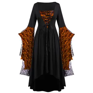 Vestido de noiva fantasma medieval para mulheres vampiro Halloween cosplay gótico vintage WDEC-009