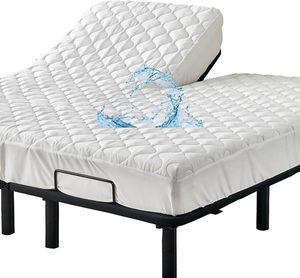 Almohadilla protectora de colchón King acolchada impermeable para <span class=keywords><strong>cama</strong></span> ajustable con flexión superior 32-34 de la cabeza Topper acolchado suave - Product Image 1