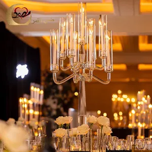 豪华高水晶玻璃烛台婚礼摆件，用于餐桌装饰