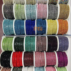 गर्म बिक्री 10 गज रंगीन गैंडा घने चेन ट्रिम SS6-SS12 जूते और बैग के लिए सीडब्ल्यू ग्लास क्रिस्टल कप बैंडिंग - Product Image 1