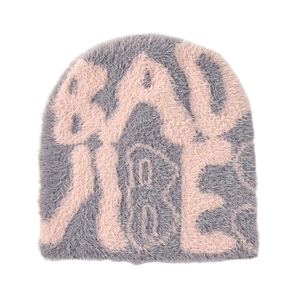RTS Beanies Mohair With Mea Culpa Logo All Over Print Designer Unisex Graphic Jacquard Mohair Knit Winter Beanie Hats - Product Image 2