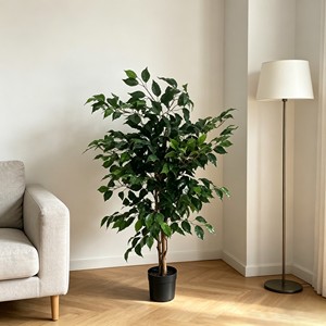 Plantas Artificiales de Ficus Pandurata de Plástico Verde - Ecológicas y de Alta Simulación para Uso en Interiores/Exteriores, Navidad, Año Nuevo - Product Image 3