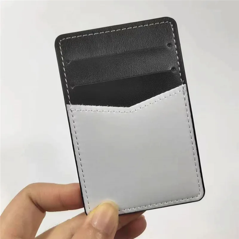 Double sided print black PU vertical sublimation blank mini slim atm credit card case wallet