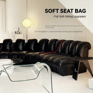 Canapé en cuir véritable en forme de S incurvé, cuir de serpent italien, design moderne, combinaison modulaire, ensemble de salon - Product Image 2