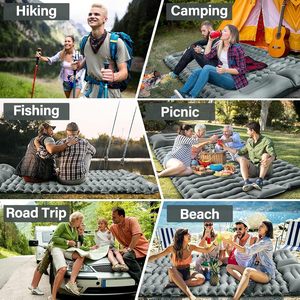 Colchoneta <span class=keywords><strong>Doble</strong></span> para Acampar de 4 Pulgadas de Grosor Ultrafino con Diseño de Bomba de Pie, Colchoneta Inflable Ligera para 2 Personas con Almohada - Product Image 6
