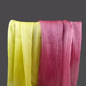 New Arrival 2 Tone Color Shiny Polyester Sheer Crinkle Organza Fabric For Evening Dress