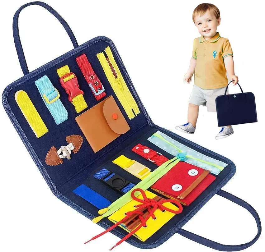Samtoy Kid Activity Accessories Interactive Sensory Learning Toy Busy Book Montessori Educational Felt Busy Board for Toddler
