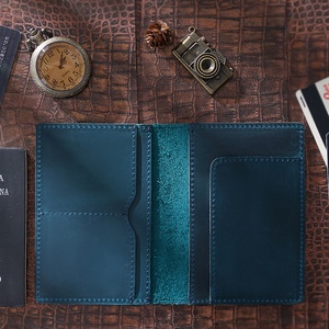 Custom Logo Crazy Horse Leather Travel Passport Cover Bifold Wallet Genuine Leather Passport Holder - Product Image 3