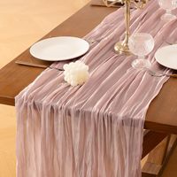 Fourniture en stock gaze fuchsia translucide chemin de table tissu tricoté serviette de table pour la maison pour la nappe de fromage de tarte de mariage