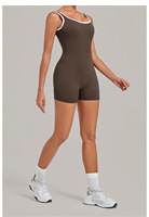 Combinaison de sport pour femme, simple, sans manches, respirante, en Spandex/Nylon, motif uni, dos en U, pour la gym et le yoga, avec shorts d'entraînement, impression par transfert thermique