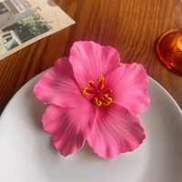 Accessoires de Tête Nuptiaux en Mousse pour Fête d'Été Hawaïenne, Pinces à Cheveux en Tissu Fleurs d'Hibiscus Tropical pour DIY Fleurs Artificielles