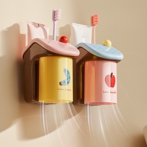 Lindo Soporte Minimalista de Plástico Impreso para Cepillos de Dientes, Montado en Pared sin Taladro, con Ventosa, para Almacenamiento Familiar en Baño, Perfecto para Niños - Product Image 2