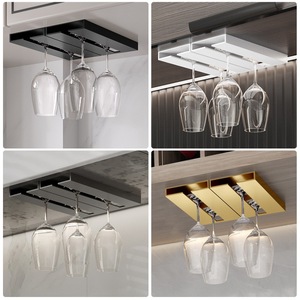 Kitchen <b>Wine</b> <b>Glasses</b> <b>Holder</b> Bartender Hanging Rack Under Cabinet Self-adhesive <b>Glass</b> Cup Rack - Product Image 2