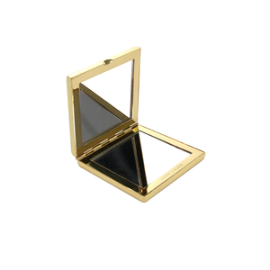 Logo personalizzato alla moda galvanotecnica quadrato dorato doppio lato tasca portatile pieghevole portatile trucco <span class=keywords><strong>specchio</strong></span> compatto - Product Image 1